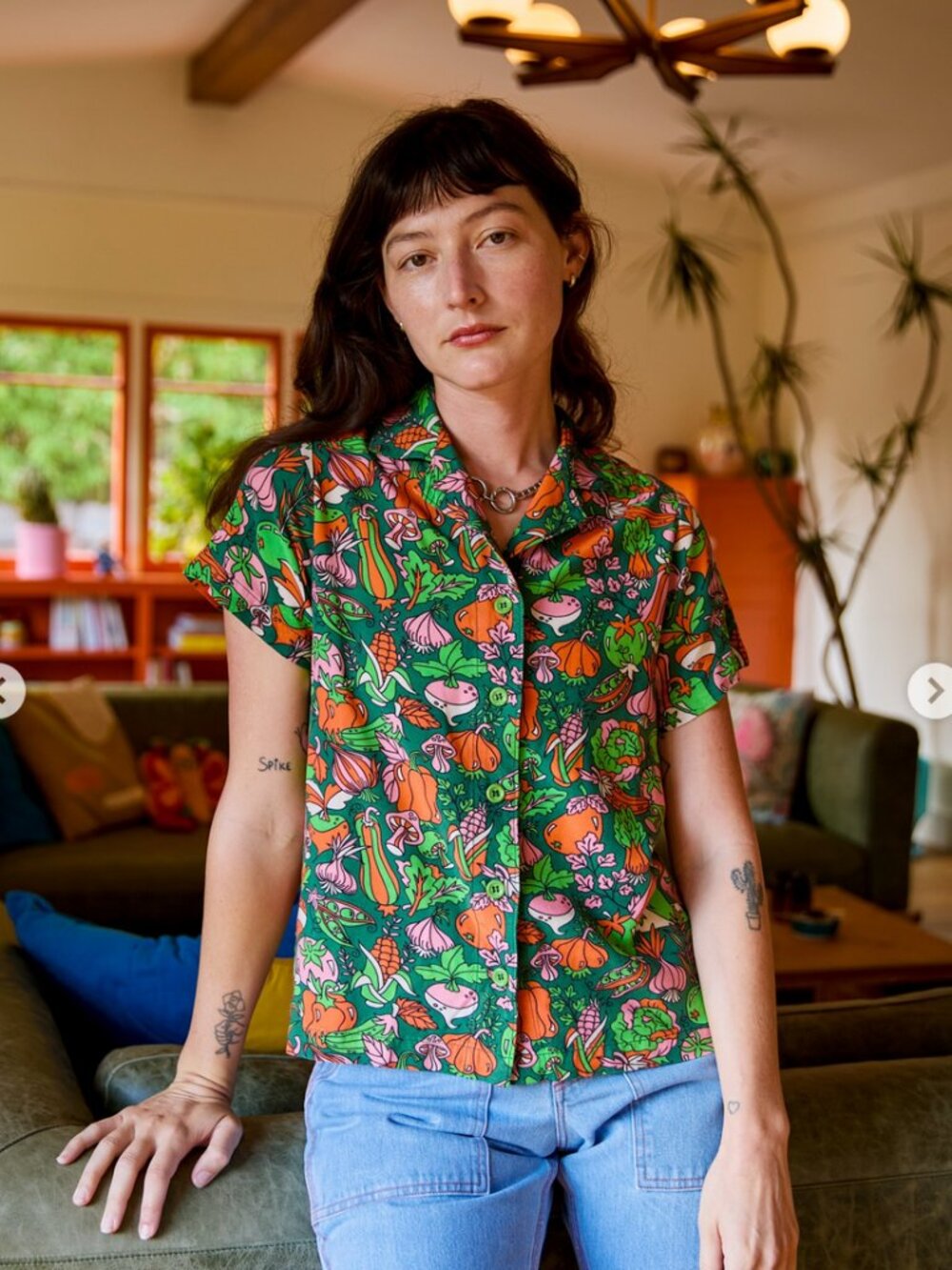 Big Bud Press Pantry Button-Up in Vegetable Print (NWOT)